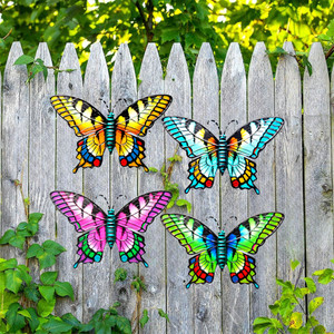 NEW  2503  4 Pcs Outdoor Butterfly Wall Decor  Metal Butterfly Wall Art Decorartion for Yard Fence Garden Patio Balcony   9081