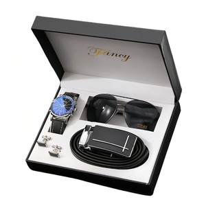NEW  2504  Father Gift Set Wrist Watch Belt Cufflinks Sunglasses  4PCS 9097