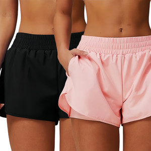 NEW  2505  Women's 2 in 1 Running Shorts High Waisted Quick Dry Sport  9636