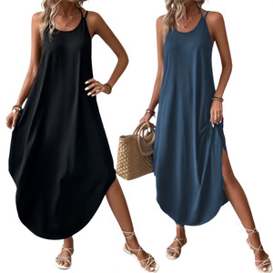 NEW  2505  Women's Summer Slit Long Maxi Beach Dress Vacation Resort  9638