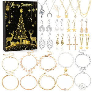 NEW  2509  Jewellery Advent 24 Days Calendar  Women Teen Girls Jewelry Set Includes A Moissanite Necklace  9730