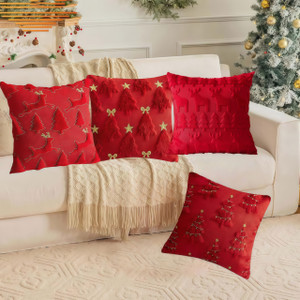NEW 2509 Christmas Carol Embroidery Cushion Cover for Living Room 4pcs 9395