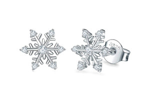 Sterling Silver 925 Snowflake Stud Earrings – Sparkling Crystal Christmas Jewelry