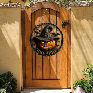 NEW 2509 Halloween round wooden doorplate decoration 9800