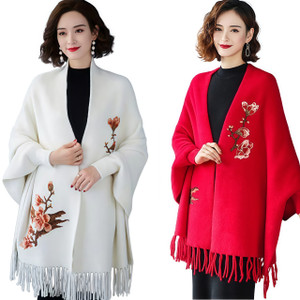 NEW 2509 Mink Cashmere Thick Embroidered Cloak 9574