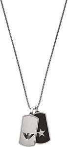 Emporio Armani Necklace for Men , Length: 525mm; Size pendants: 40x21x2mm Silver Stainless Steel Necklace