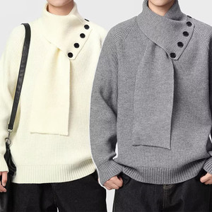 NEW 2510 Winter Round-Neck Sweater Retro Casual V-Neck Knitted Sweater Solid Colour Coat 9846