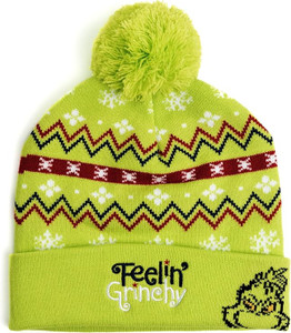 United Labels Grinch Feelin Grinchy Winter Hat with Bobble Green Knitted Unisex Wool Hat, One Size