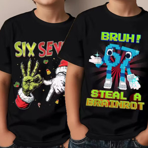 NEW 2511 Boys and Girls Casual short-sleeved shirt Bruh 67/6-7 T-shirt 9881