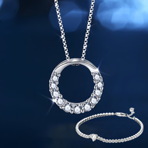 NEW 2512 Minimalist Halo Necklace And Bracelet Jewellery Set  9965
