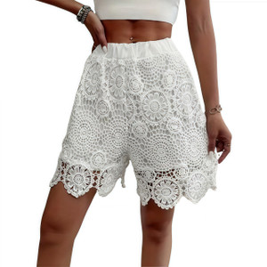 NEW 2603 Women’s Lace Crochet Shorts – Elastic Waist Summer Casual Shorts J055
