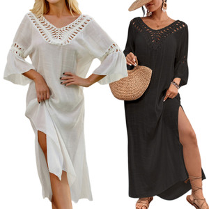 NEW 2603  ELLA Women’s Crochet Beach Cover Up, Loose Fit Summer Kaftan Dress Y029