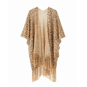 NEW Women’s Leopard Print Kimono Cardigan, Lightweight Tassel Open Front Cover Up L021