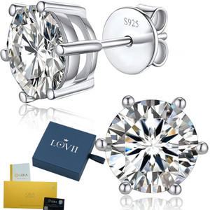 NEW 2603 Moissanite Stud Earrings S925 Sterling Silver Classic 6 Prong Y053