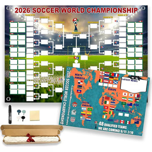 NEW 2604 World Cup 2026 Wall Chart Poster, 48 Teams Match Schedule Tracker with Group & Knockout Bracket, 60x42cm B114