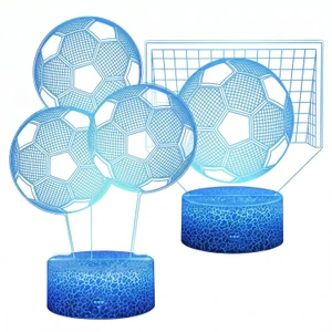 NEW 2604  World Cup Football 3D Visual LED Night Light Touch Lamp with Remote Y086