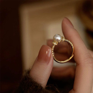 NEW 2605 Lumea S925 Silver Twisted Freshwater Pearl Ring 8-9mm Adjustable Elegant Ring  Y119
