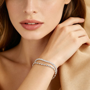 NEW 2605  Women S925 Silver Double Layer Bracelet Rice Bead Design  Y136