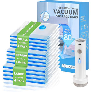 NEW 2606 12 Pack Vacuum Storage Bags with Electric Pump Travel Compression Bags Space Saver Storage Set J169
