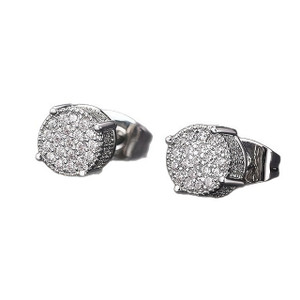 NEW 2607 Men's Round CZ Stud Earrings Stainless Steel Hip Hop Iced Out Earrings Cubic Zirconia Fashion Jewelry Gift J191