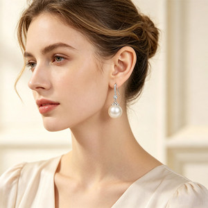 NEW 2607 S925 Sterling Silver Pearl Earrings Elegant French Style Stud Earrings for Women B211