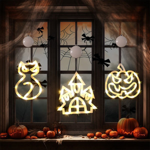 NEW 2607 3PCS Halloween Ghost String Lights LED Hanging Ghost Decorations Battery Powered B228