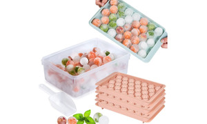 33-Cavity Round Ice Ball Tray with Lid 5165 Pink