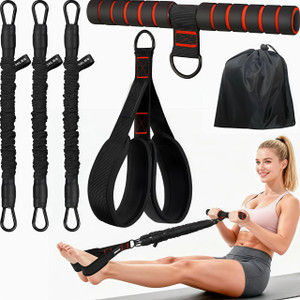 NEW 2607 Foot Pedal Resistance Band with Handles and Ankle Straps for Home Workout Training J211