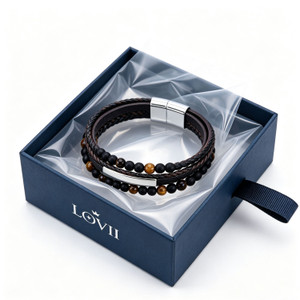 NEW 2607 Men Multi Layer Leather Bracelet  Gift Box Y196