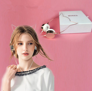 Cute Cat Rose Gold Headphones