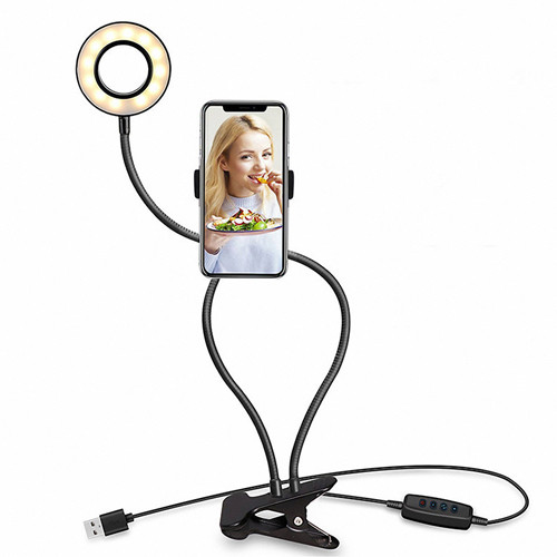12W USB Clip on Portable Beauty Ring light with Phone Holder