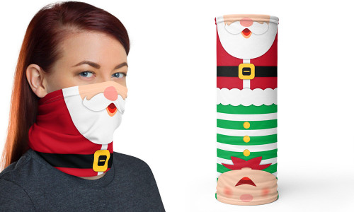 Christmas Santa and Elf reversible neck tube face cover