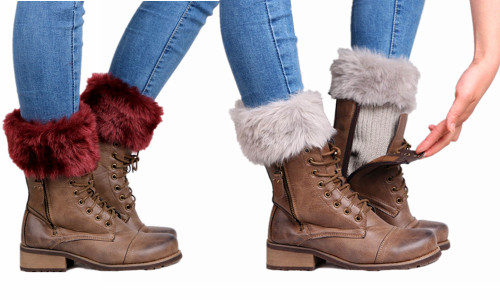 Faux fur Winter Warm Crochet Knitted  boot topper 3053