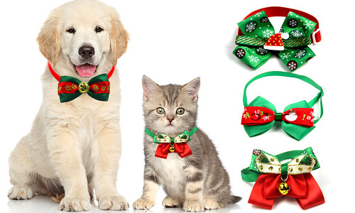 Adjustable Christmas Pets Bow Tie Collar