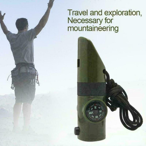 7in1 Fulti-function  Survival Whistle with flash light3416