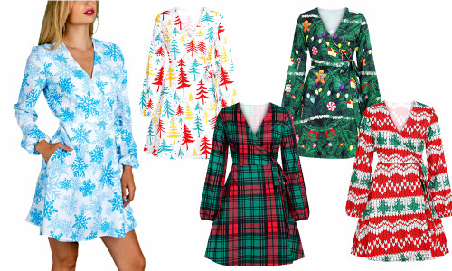 2021 New Christmas V-neck wrap dress