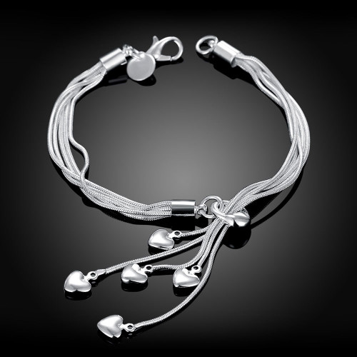 NEW-Tassel Heart Pendant Chain Bracelets0173-LA