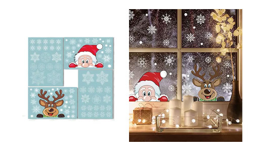 NEW-Christmas Santa Snowflake Window Stickers0207-LA