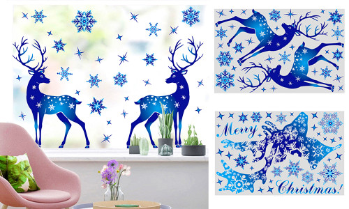 Reindeer PVC reusable Christmas Window Stickers-3066la