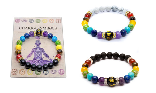 Grade A Gem Stone Ultimate 7Chakra Natural Buddha Meditation Bead Wrist Bracelet -la