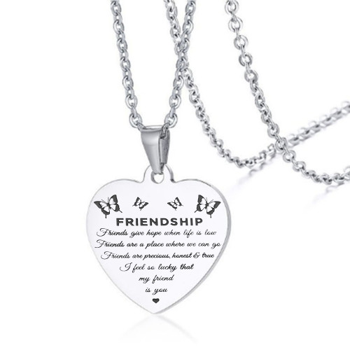 Friendship Heart Engaved Necklace-LA
