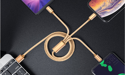 All-In-One USB Type-C fast charging Braided Cable with Lightning, Micro-1113B and USB-C  Multi-Charging cable