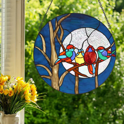 Round Plate  Bird Hanging Decoration-3221la