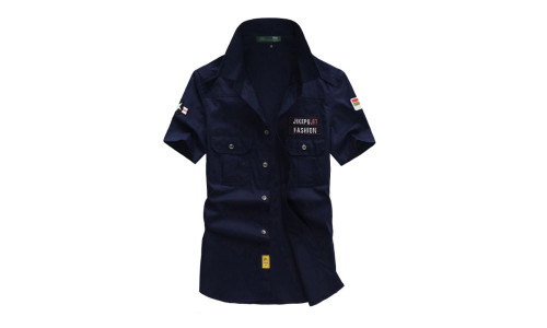 NEW  Men's Short Sleeve Shirt Slim Fit Cotton Shirt Casual Military Style 5058 LA