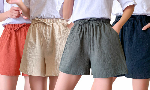 NEW Cotten Solid colour loose fit Summer shorts H012- 5134 LA 