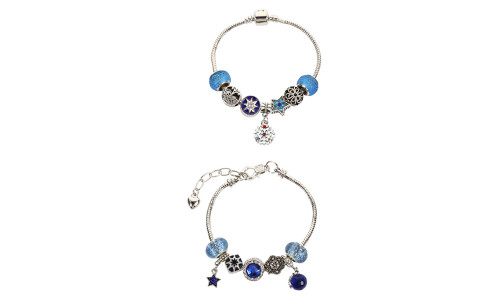 NEW Christmas Bracelet Blue Beaded Gift Box 24 Countdown Bracelet DIY Ornament Set 5615