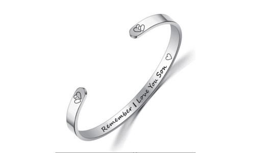 NEW Bracelet MOM DAD SON DAUGHTER Stainless Steel Open C Lettering Bracelet 5636