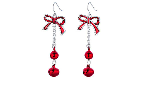 NEW Long Bowknot Tassel Earrings Christmas Red Bell Earrings  5750