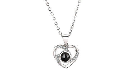 NEW I love you in 100 languages projection creative diamond encrusted love necklace 5792