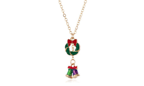 NEW Christmas Jewellery Gift Set Oil Dripping Christmas Tree Garland Jingle Bells Necklace Earrings 3PCS 5830